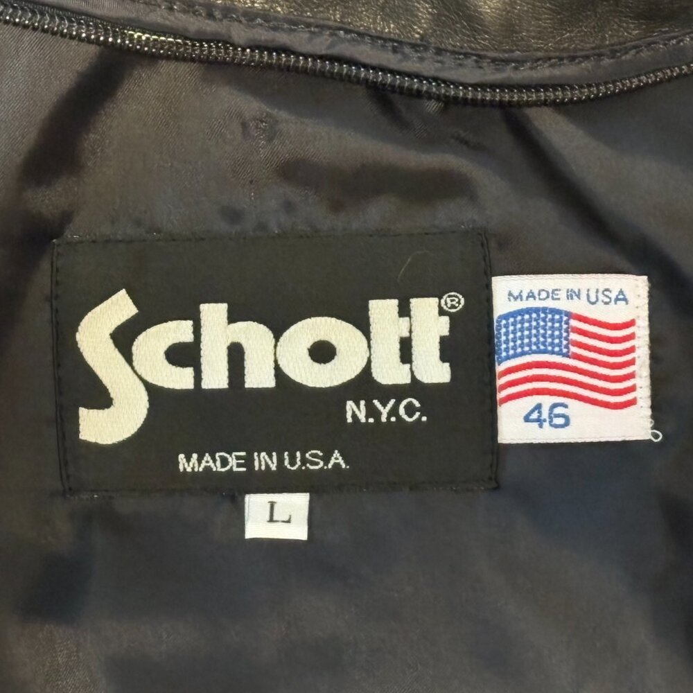 Schott Classic Racer Leather Motorcycle Jacket STYLE: 141 - Picture 5 of 8